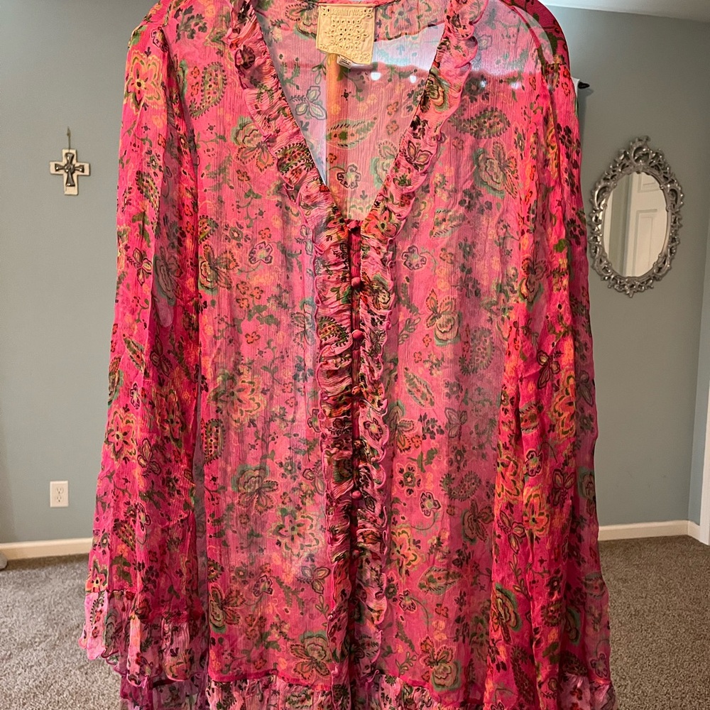 Johnny Was Foxglove silk blouse - Picture 3 of 5